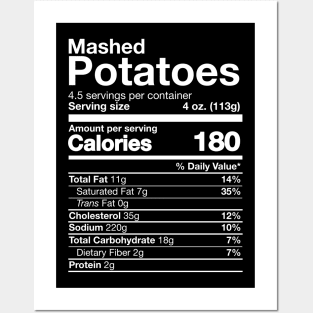 Mashed Potatoes Nutrition Funny Thanksgiving Posters and Art